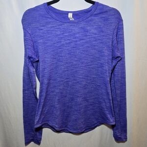 Lululemon Lightweight Long Sleeve Heathered Blue Top Gym Active Hiking, sz 2
